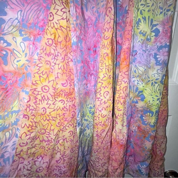 Norm Thompson Pull On Tie Dye Ombre Mix Floral Print Maxi Shirt - Picture 4 of 6